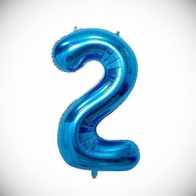 40" Giant Blue Two Year Old First Birthday 2 Month Number Float Balloon Hanging Balloon Bright Color for Wedding Decoration Banner Air Balloon