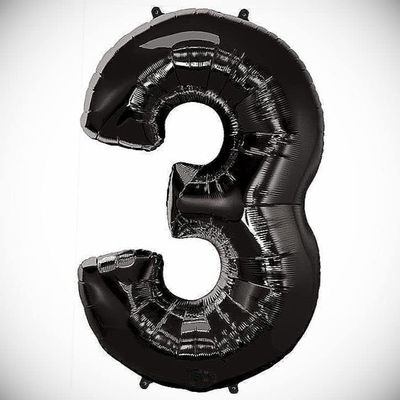 40" Giant Black Three Year Old First Birthday 3 Month Number Float Balloon Hanging Balloon Bright Color for Wedding Decoration Banner Air Balloon