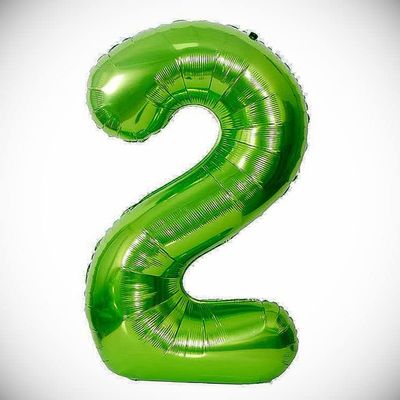 40" Giant Green Two Year Old First Birthday 2 Month Number Float Balloon Hanging Balloon Bright Color for Wedding Decoration Banner Air Balloon