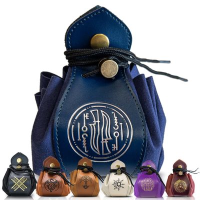 Guilt Free Gaming Genuine Leather RPG Bag | Foil Stamped | Holds 70 Dice | Great for Coins | Timeless Style | Great for DMs and Players