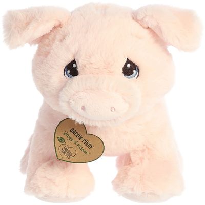 Aurora Adorable Precious Moments Bacon Piggy Stuffed Animal - Heartwarming Toy for Comforting Children - for Sentimental Gifts, Birthdays, and Adults - Pink 9 Inches