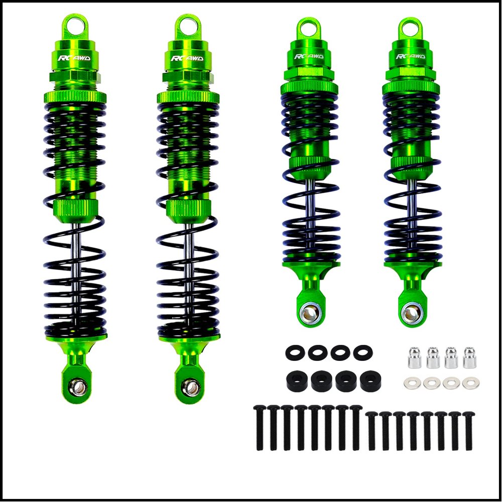 RCAWD RC Shocks for 1/10 Slash 2WD, Hoss, Rustler 4X4 VXL,Slash 4X4, Bandit, Ford, Nitro,Stampede Upgrades Parts, Shock Absorber Damper Front Rear, Full Aluminum #5862 Green