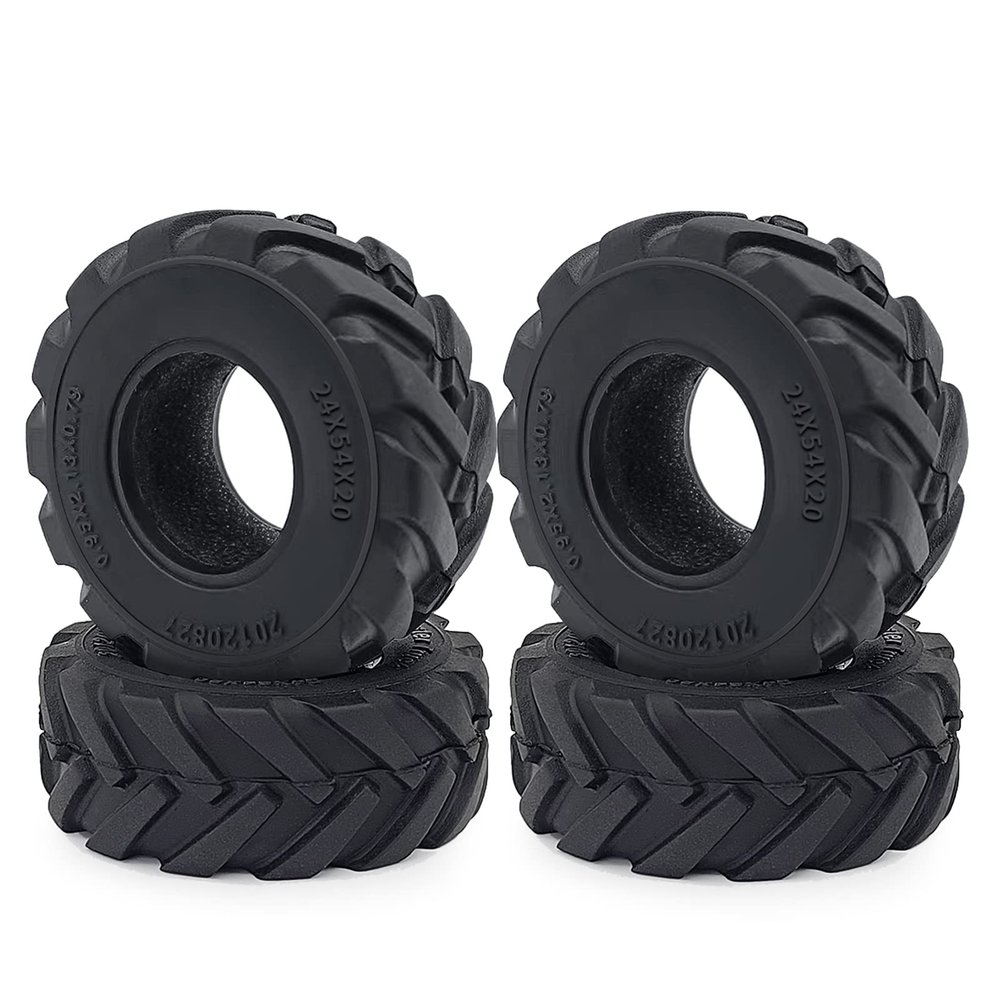 1.0inches Mud Tires 4pcs 54mm Rubber Crawler Wheel Tires for 1/18 TRX4M 1/24 Axial Scx24 Deadbolt C10 JLU CRC B-17 AXI00005 AXI00006 Upgrade