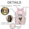 M YESCUSTOM Personalized Butterfly Diaper Bag with Name for Baby Girl/Boy, Customized African Black Princess Mommy Nursing Daypack for Travel Pink & White Stripes Large Capacity Backpack for Women view 2
