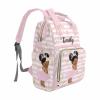 M YESCUSTOM Personalized Butterfly Diaper Bag with Name for Baby Girl/Boy, Customized African Black Princess Mommy Nursing Daypack for Travel Pink & White Stripes Large Capacity Backpack for Women view 4