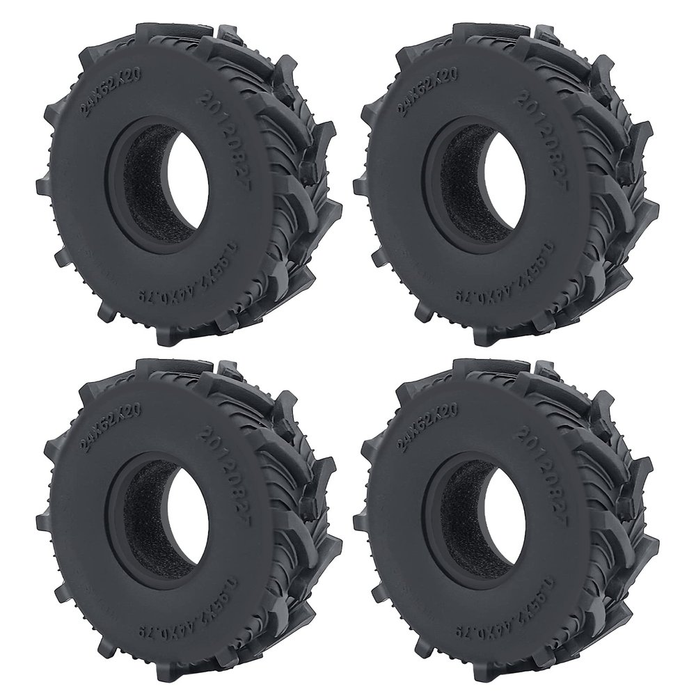 1.0inches Mud Tires 4pcs 62mm Rubber Crawler Wheel Tires for 1/18 TRX4M 1/24 Axial Scx24 Deadbolt C10 JLU CRC B-17 AXI00005 AXI00006 Upgrade