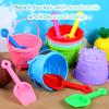 Didaey 30 Set Beach Sand Buckets and Shovels, Include Sand Pail Bucket 6 Colors with Castle Design Inside and Shovels for Boys Girls Summer Party (5.5 x 4.7 Inch) view 2