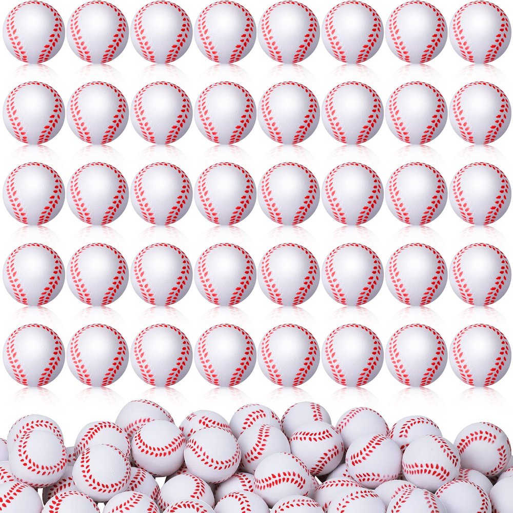 Lewtemi 100 Pieces Mini Baseball Stress Balls 1.57 Inch Sports Stress Balls Mini Baseball Themed Gifts for Sports Game Party Favors, School Carnival Reward, Bag Fillers, Anxiety Relief