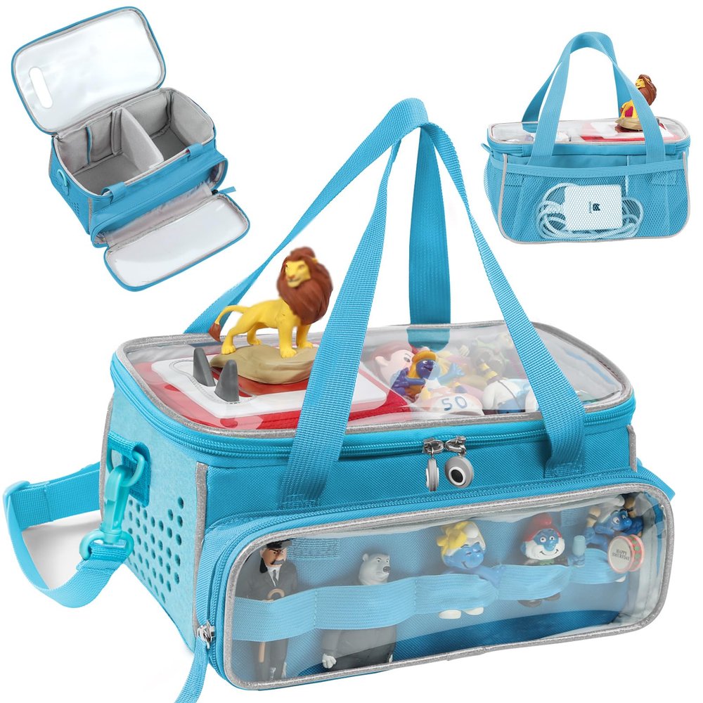 SFYBYHEART Carrying Case for Toniebox with Clear Window & Figure Slots, Travel Storage Bag for Tonies Characters, Toniebox Starter Set & Tonies Headphones  Protective Tony Carrying Bag