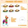 6 Pieces Mini Rainbow Donkey Piata 4 x 7 Inch and 6 Pieces Sombrero Hat headbands for Cinco De Mayo Mexican Decorations Carnivals Festivals Taco Tuesday Event Fiesta Supplies(Classic Style) view 2