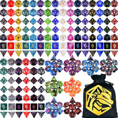 Amiven DND RPG Dice Sets 30 x 7 Polyhedral Dice (210pcs) for Dungeons and Dragons Tabletop Role Playing Adventure Games, with a Large Drawstring Bag