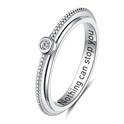ZOEXUE Anxiety Rings for Women: Sterling Silver Cubic Zircornial Spinner Ring Twirl Relieving Band Stress Anti Fidget Jewelry gifts for Granddaughter Mother