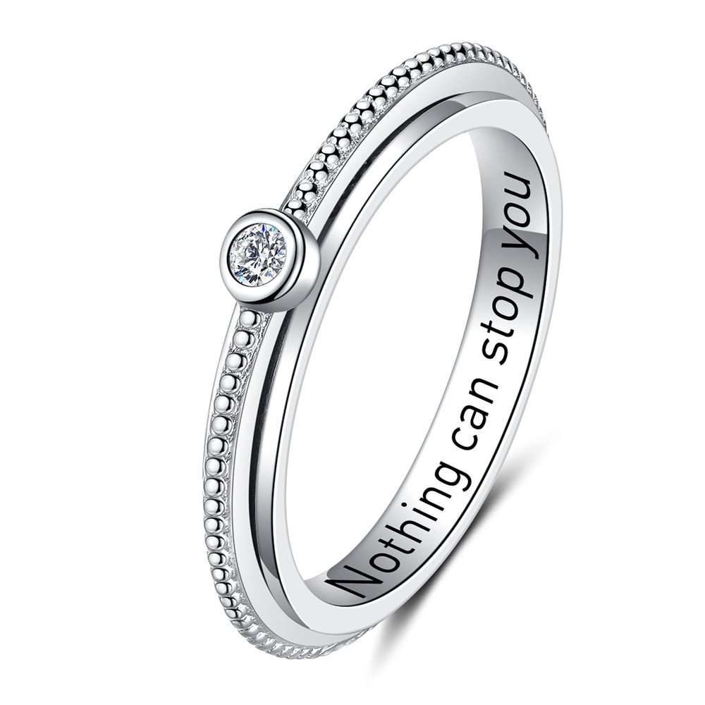 ZOEXUE Anxiety Rings for Women: Sterling Silver Cubic Zircornial Spinner Ring Twirl Relieving Band Stress Anti Fidget Jewelry gifts for Granddaughter Mother