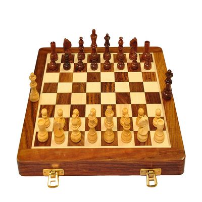 Urban Desi Toronto Craftgasmic Folding Magnetic Travel Chess Board Set Wooden Game Handmade, Classic Game of Brilliance, Small Chess Pieces, 12 Inches