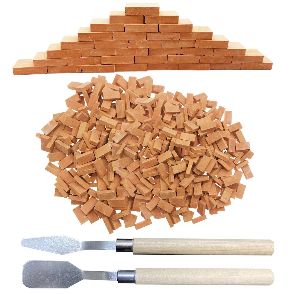 Woohome Mini Red Wall Bricks Model Building Set - 500 Pcs, 1:16 Miniature Bricks, Fairy Garden