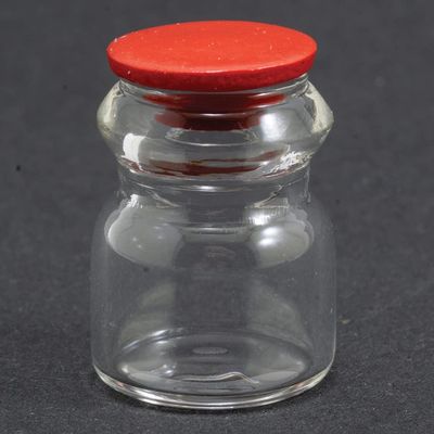 Dollhouse Miniature Glass Jar Container with Red Lid