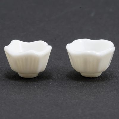 Dollhouse Miniature Small White Fluted Bowls 2/Pack