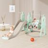 4-in-1 Toddler Slide and Swing Set with Extra Large Playground, Basketball Hoop & Climber, Indoor/Outdoor Playset, Castle Collection  Mint Green view 1