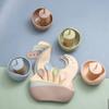 baby boy table set, bamboo & silicone (Peach) view 1