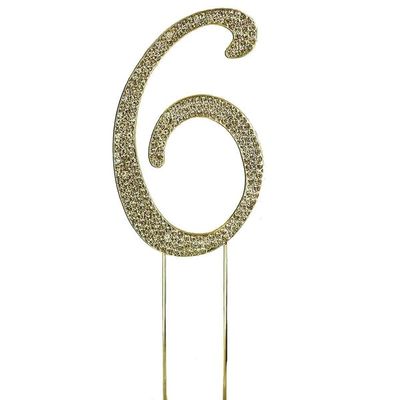 Efavormart 4.5" Gold Shinny Rhinestone Letters Cake Toppers For Wedding Birthday Party Special Event Personalized Decorations - 6