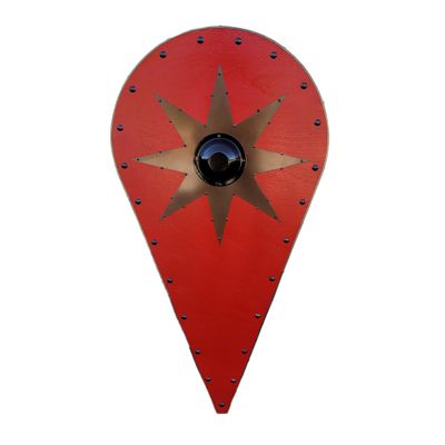 Viking Knights Eight Pointed Chaos Star Battle Ready Norse Runic Wooden Huge Kite Shield Red