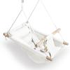 Baby Swing Indoor and Outdoor, Canvas Hammock Swing for Baby to Toddler with a Comfortable Seat, Macaroon Wooden Toy, Adjustable 5-Point Harness,Gift for Baby Boys Girls, 3 Modes, White view 1