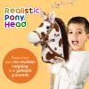 HollyHOME Stick Horse Plush Handcrafted Hobby Horse on a Stick with Wood Wheels Real Pony Neighing and Galloping Sounds for Kids Toddlers Appaloosa 36 Inches (AA Batteries Required) view 2