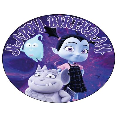 7.5 Inch Vampirina Cake Topper  Round Edible Birthday Cake Decorations, Happy Birthday Cake