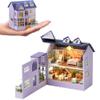DIY Miniature Wooden Dollhouse Furniture Kit,Mini Handmade Doll House with LED,1:24 Scale Creative Woodcrafts Toys for Adult Friend Lover Birthday Gift (Happy House) view 1