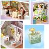 DIY Miniature Wooden Dollhouse Furniture Kit,Mini Handmade Doll House with LED,1:24 Scale Creative Woodcrafts Toys for Adult Friend Lover Birthday Gift (Happy House) view 3