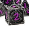 Haxtec Metal DND Dice Set Black Purple Dragon Pattern D&D Dice Set with Leather Dice Bag Metal Polyhedral Dice Compatible with Dungeons and Dragons TTRPG Gifts view 1