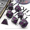 Haxtec Metal DND Dice Set Black Purple Dragon Pattern D&D Dice Set with Leather Dice Bag Metal Polyhedral Dice Compatible with Dungeons and Dragons TTRPG Gifts view 3