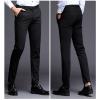 Men's Slim Fit Skinny Stretch Pant Classic Solid Color Tapered Suit Pant Lightweight Business Comfort Trousers (Black,34) view 3