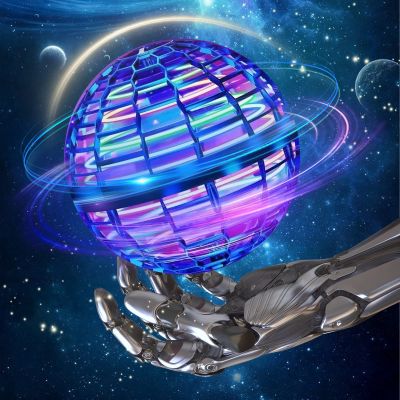 Kids Flying Orb Ball Toys - 360 Rotating Flying Magic Ball Hand Controlled Hover Ball with Colored Led Lights Fidget Spinner Toy Relieve Anxiety Boomerang Ball for Kids Adults Indoor Outdoor (Blue)