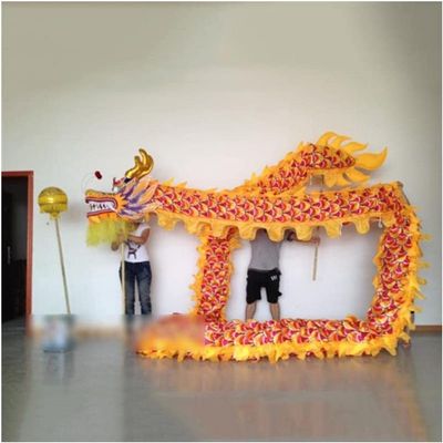 LIOONS 18 Meters (59 Ft) Dragon Dance for 10 Players Classical Outdoor Dragon Fitness Ribbon Chinese New Year Silk Dragon Dance