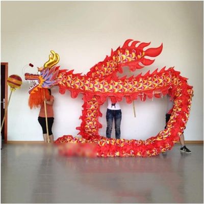 LIOONS 18 Meters (59 Ft) Dragon Dance for 10 Players Classical Outdoor Dragon Fitness Ribbon Chinese New Year Silk Dragon Dance