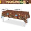 172 Pcs Western Party Supplies Serves 24, Include Cowboy Tablecloth Happy Birthday Banner, Plates and Napkins Tableware Set for Western Cowboy Theme Wild West Decorations view 3