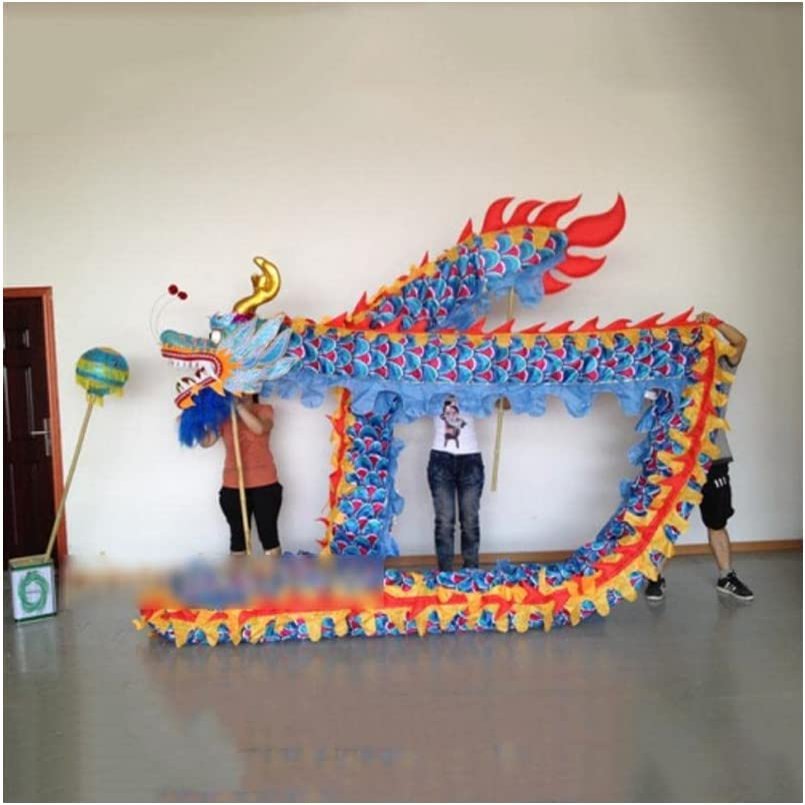 LIOONS 18 Meters (59 Ft) Dragon Dance for 10 Players Classical Outdoor Dragon Fitness Ribbon Chinese New Year Silk Dragon Dance