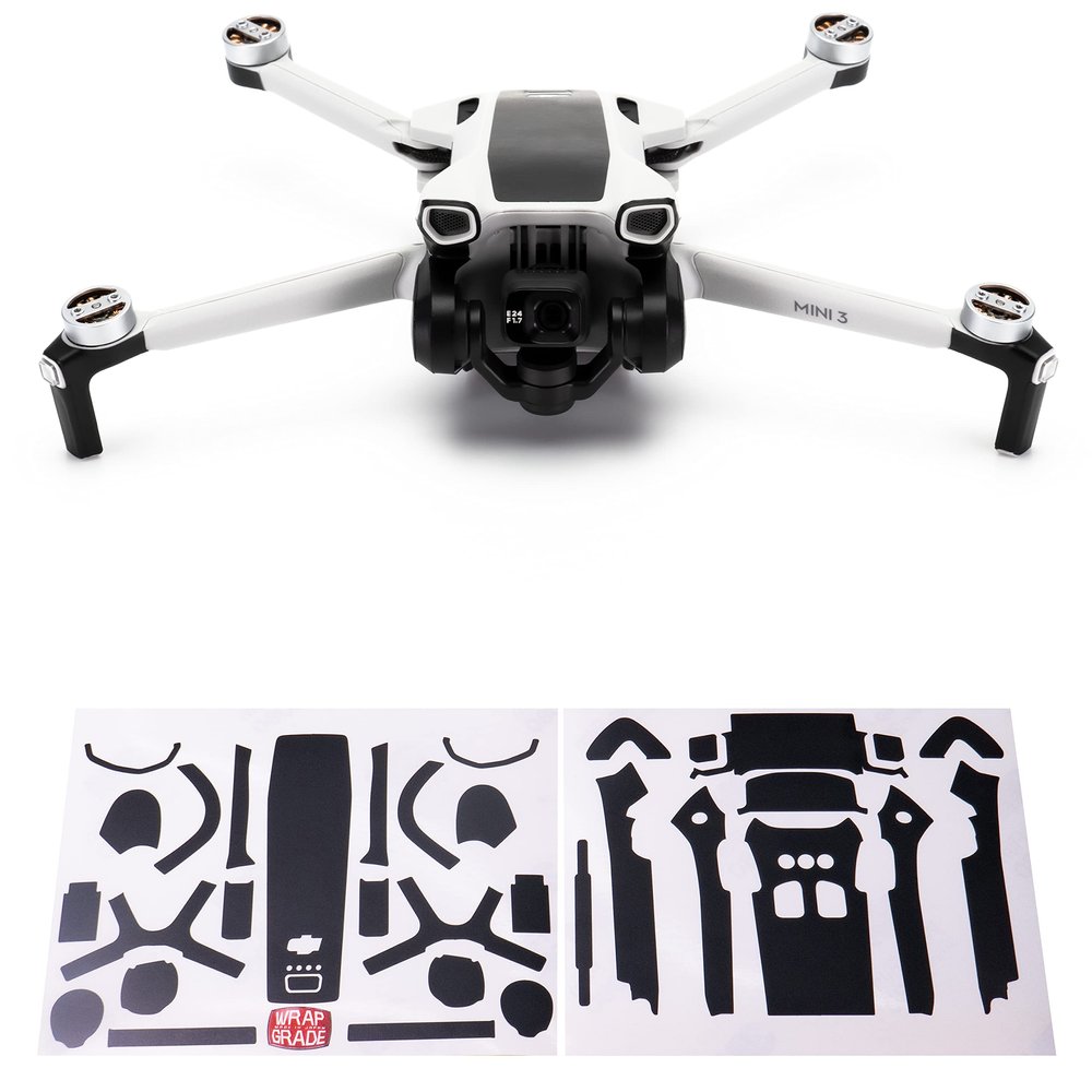 WRAPGRADE Skin Stickers Compatible with DJI Mini 3 | Accent Color (Stealth Black)