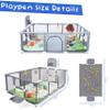 Upgraded Playpen with Enhanced Thick Foldable Mat, Balls, 4 Rings, Storage Bag, Basketball Hoop & Soccer Nets - Play Yard - Sport Playpen - Activity Center - BPA-Free, Non-Toxic, Safe view 4