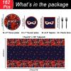 162 Pcs Ninja Birthday Party Decoration Set Ninja Warrior Party Supplies Kit Includes Karate Master Tableware Tablecloth Hanging Banners Foil Swirls Cutouts Balloons for Kids Boys Karate Party Favors view 3