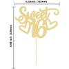 Gyufise 1Pc Sweet Teenager 16 Cake Topper Glitter 16th Birthday Cake Pick for Cheers to 16 Years Old 16th Birthday Party Cake Decorations Supplies Gold view 2