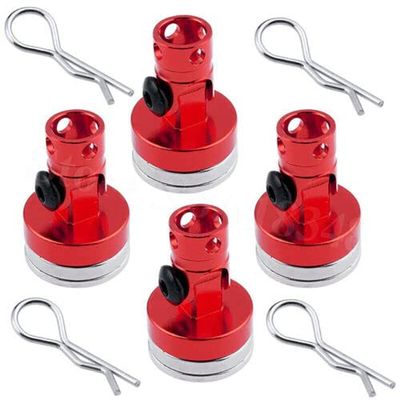 4PCS Magnetic Invisible Body Post Mount with R Clips Fit for 1/10 RC Car HSP (Red)