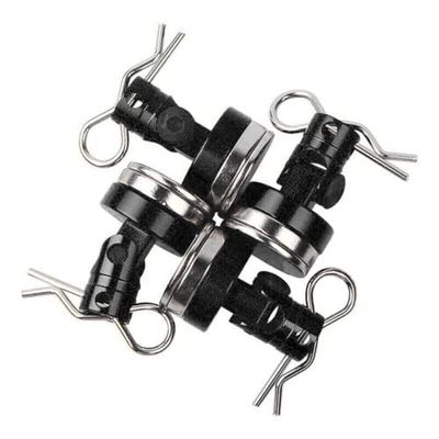 4PCS Magnetic Invisible Body Post Mount with R Clips Fit for 1/10 RC Car HSP (Black)