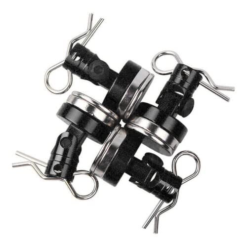 4PCS Magnetic Invisible Body Post Mount with R Clips Fit for 1/10 RC Car HSP (Black)