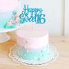 Gyufise 1Pc Happy Sweet 16 Cake Topper Glitter 16th Birthday Cake Pick for Cheers to 16 Years Old 16th Birthday Party Cake Decorations Supplies Light Blue view 4
