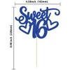 Gyufise 1Pc Sweet Teenager 16 Cake Topper Glitter 16th Birthday Cake Pick for Cheers to 16 Years Old 16th Birthday Party Cake Decorations Supplies Blue view 2