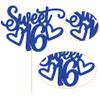 Gyufise 1Pc Sweet Teenager 16 Cake Topper Glitter 16th Birthday Cake Pick for Cheers to 16 Years Old 16th Birthday Party Cake Decorations Supplies Blue view 3