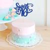 Gyufise 1Pc Sweet Teenager 16 Cake Topper Glitter 16th Birthday Cake Pick for Cheers to 16 Years Old 16th Birthday Party Cake Decorations Supplies Blue view 4