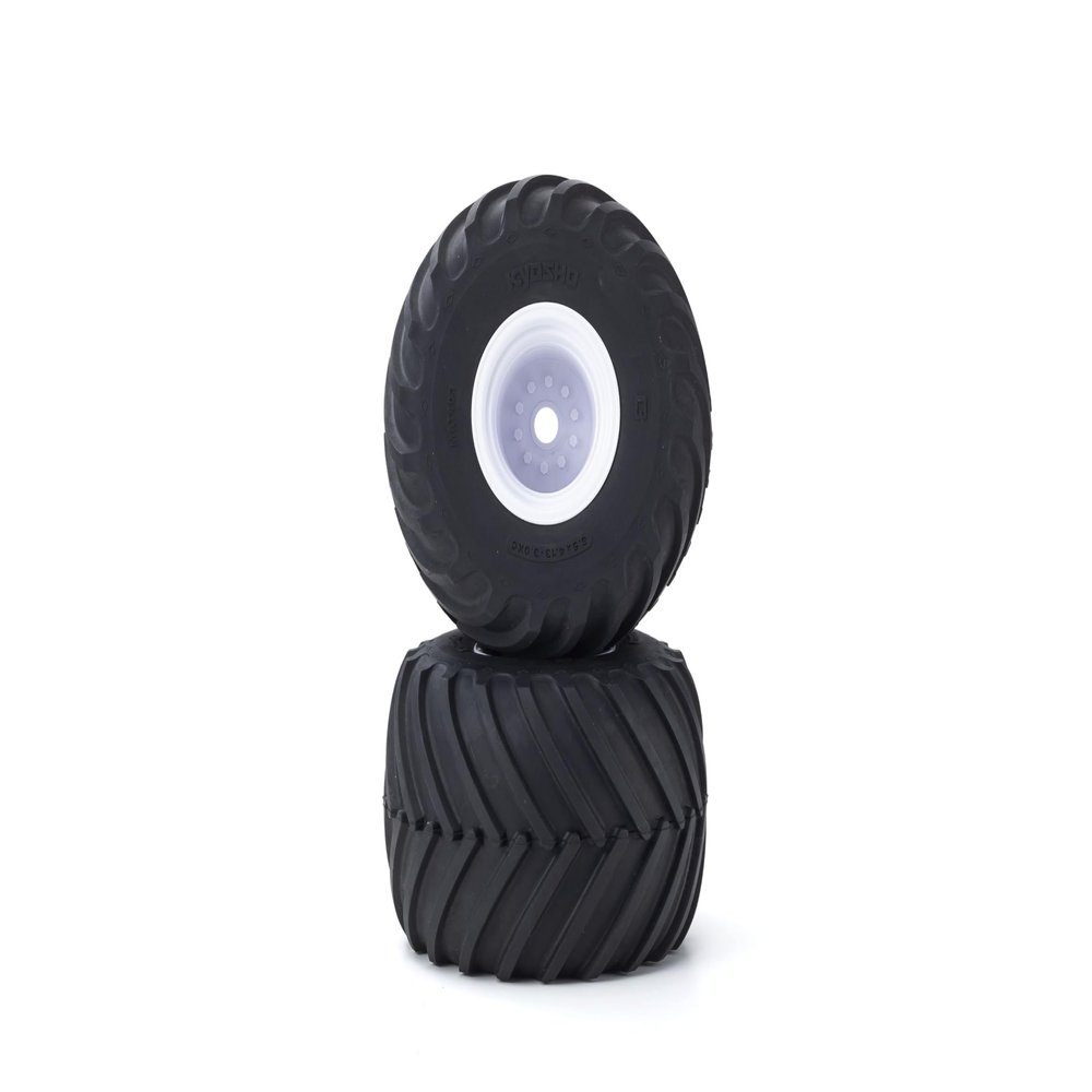 Kyosho America MATH001W Monster Tire with Wheel(White/V-Shaped/2pcs)